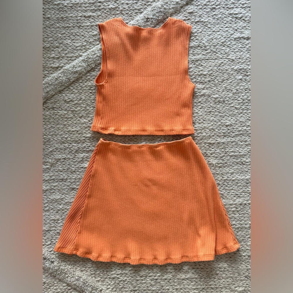 Reformation Orange Ribbed Tank and Skirt Set - Picture 3 of 5